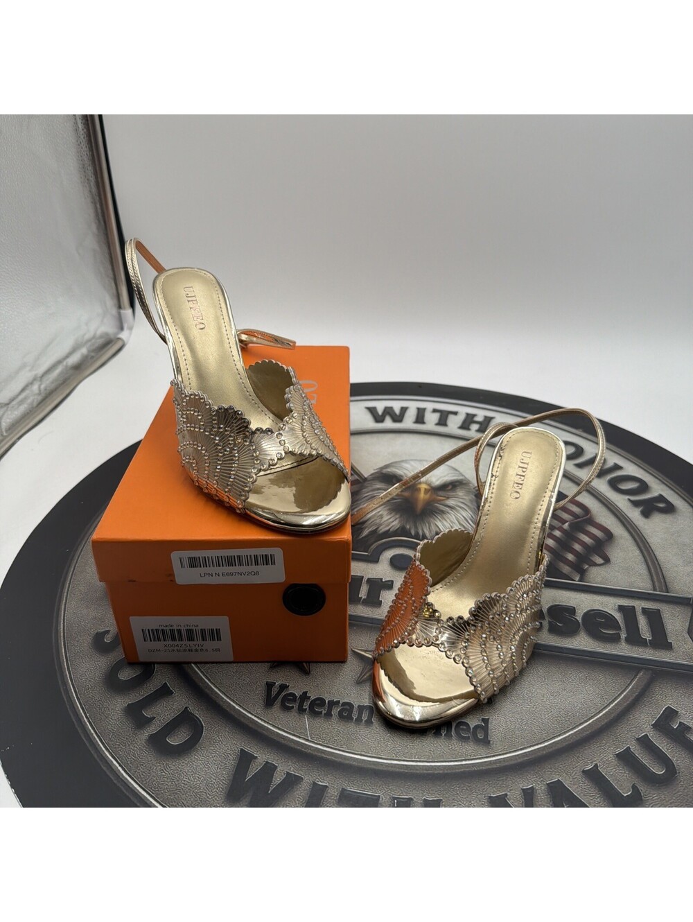 Women's Open Toe Dressy Flower Rhinestone High Heel Sandals Size 6.5